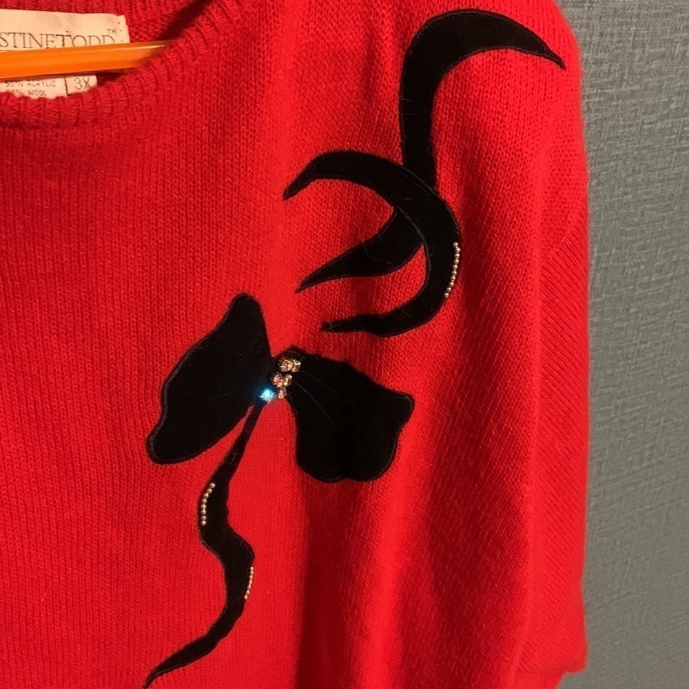 Vintage 90s Soft Wool Blend Holiday Xmas Red Sweater Size 3X Women’s Plus Size - Picture 2 of 9